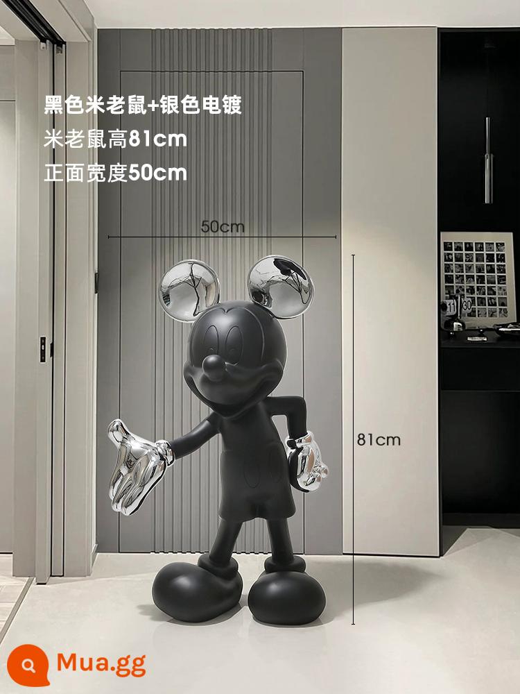 Mickey lớn kịch trần trang trí sofa phòng khách tủ tivi cạnh nhà quà tặng khai trương trang trí tân gia quà tặng nhà mới - Vẫy Tay - Tremella Black Mickey [Cao 81cm]