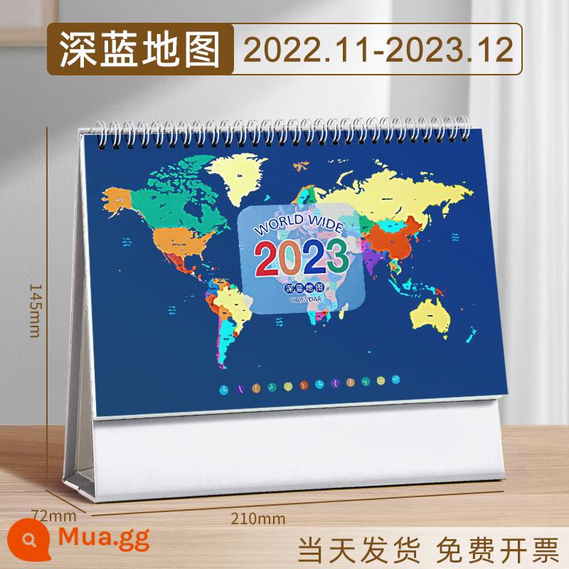 lịch để bàn 2023 trang trí máy tính để bàn notepad lịch 2022 sáng tạo kế hoạch tùy chỉnh đơn giản lịch bấm lỗ lịch năm con thỏ này lịch văn phòng công ty mini dễ thương - Bản đồ màu xanh đậm | được nâng cấp và dày lên (kích thước cực lớn)