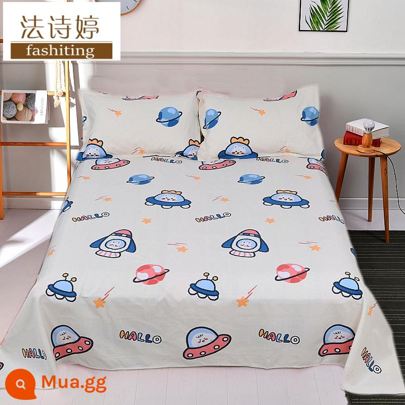 Ga trải giường cotton dày tấm đơn 100 cotton tấm vải thô cũ 1 mét 51,8m học sinh đơn 1,2 bộ ba mảnh - Đi trong không gian