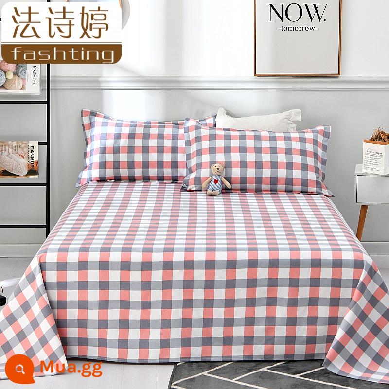 Ga trải giường cotton dày tấm đơn 100 cotton tấm vải thô cũ 1 mét 51,8m học sinh đơn 1,2 bộ ba mảnh - Cao đẳng-Hồng