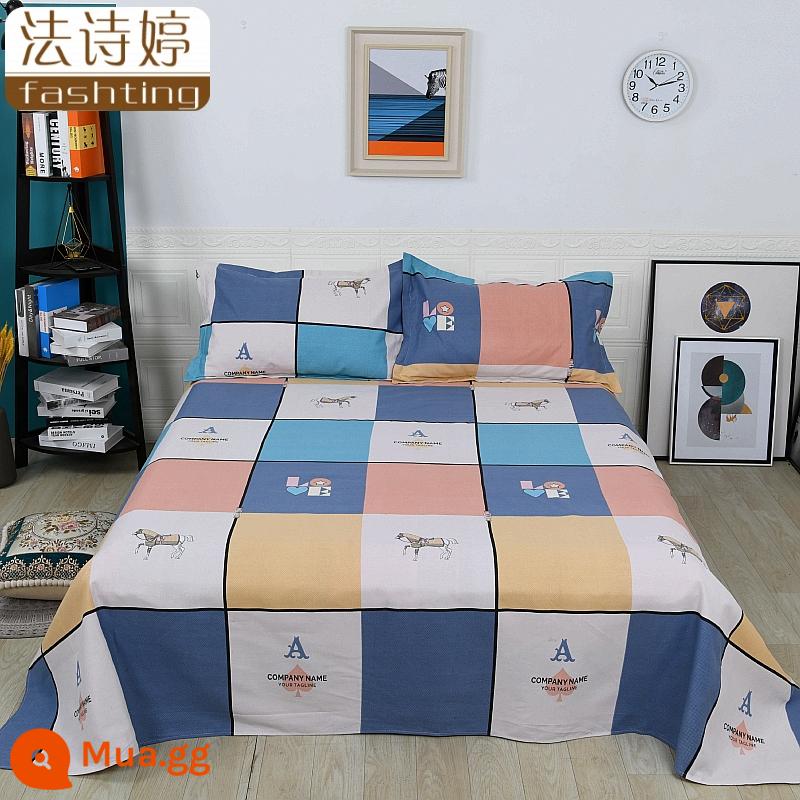 Ga trải giường cotton dày tấm đơn 100 cotton tấm vải thô cũ 1 mét 51,8m học sinh đơn 1,2 bộ ba mảnh - Thành công ngay lập tức