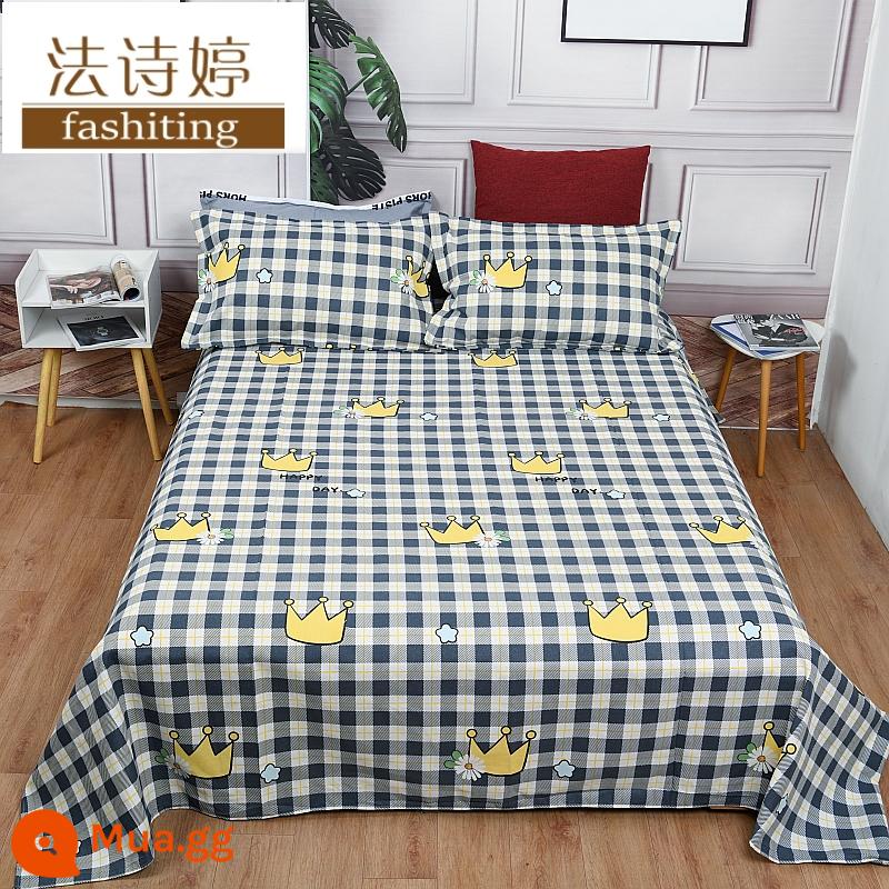 Ga trải giường cotton dày tấm đơn 100 cotton tấm vải thô cũ 1 mét 51,8m học sinh đơn 1,2 bộ ba mảnh - vương miện nhỏ