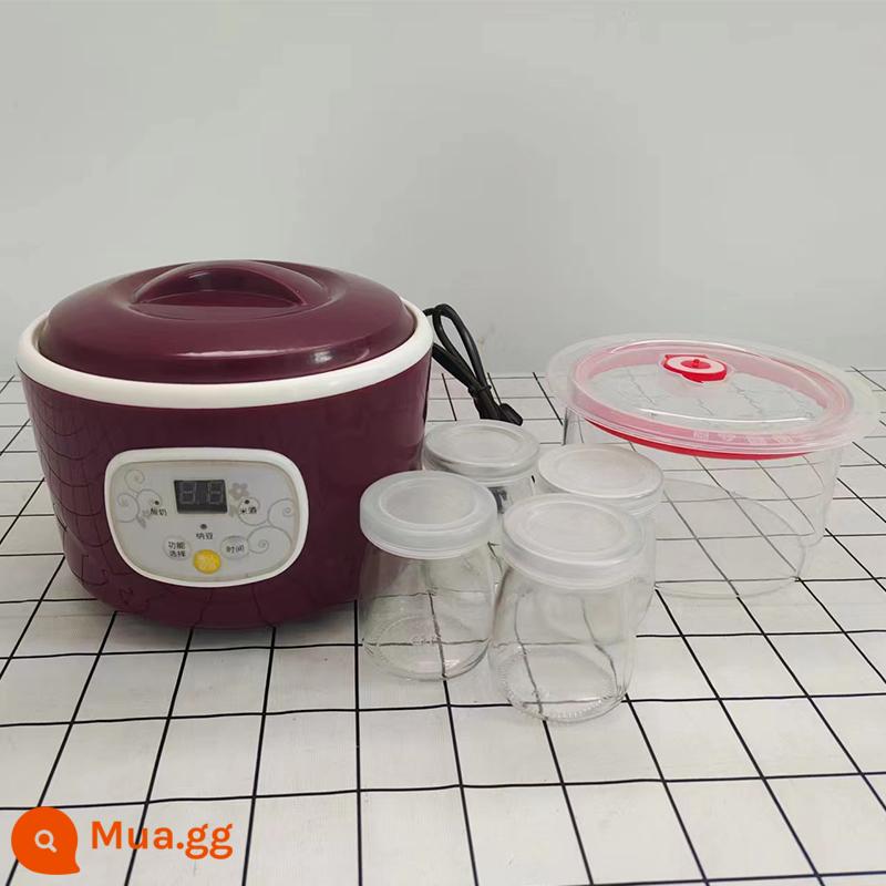 Máy làm sữa chua nhỏ, máy lên men mini ký túc xá hoàn toàn tự động dành cho một người, cốc rượu gạo natto đa chức năng - Mẫu thông minh màu tím (lót thủy tinh + cốc phục vụ)