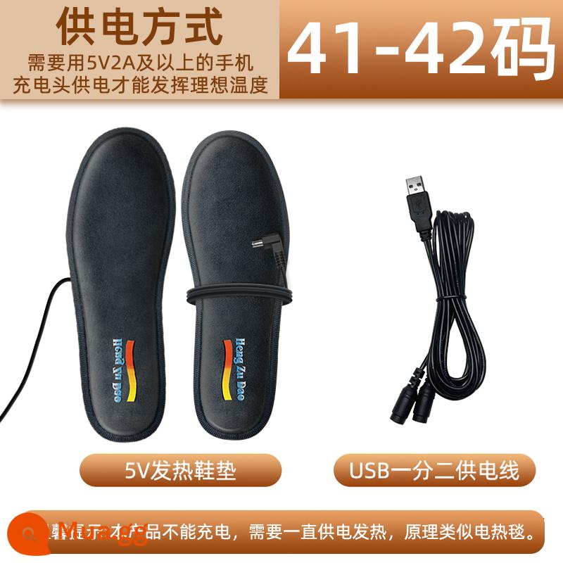 Đế sạc USB sưởi ấm và đế nhiệt Tự sưởi ấm bằng điện Đế sưởi ấm bằng điện mùa đông dành cho nam và nữ đi bộ - Phiên bản nhiệt độ cao size 41-42 (cáp USB + đế) dài 26cm