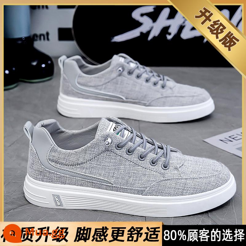 Giày vải nam mùa hè thoáng khí chống trơn trượt đế mềm làm việc công sở giày thể thao nam Slip-on Old Bắc Kinh giày vải - Xám [nâng cấp]