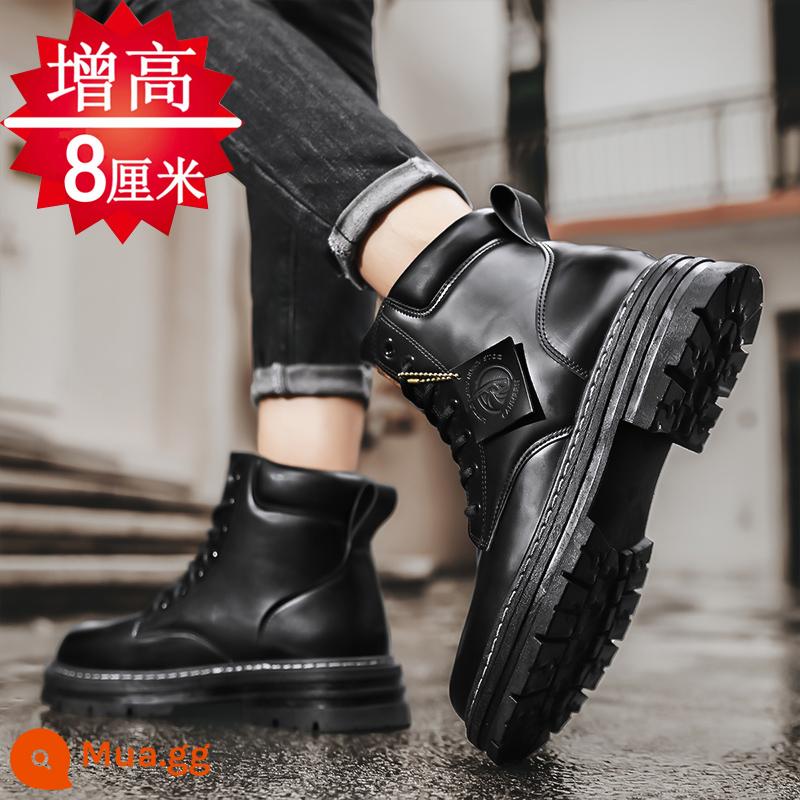 Martin Boots Mùa đông nam cộng với nhung leo núi cao -Giày da bảo vệ trang web chống thấm nước nội bộ nam - Màu đen (hình chính được tăng chiều cao) (Phiên bản chính thức của Flagship)