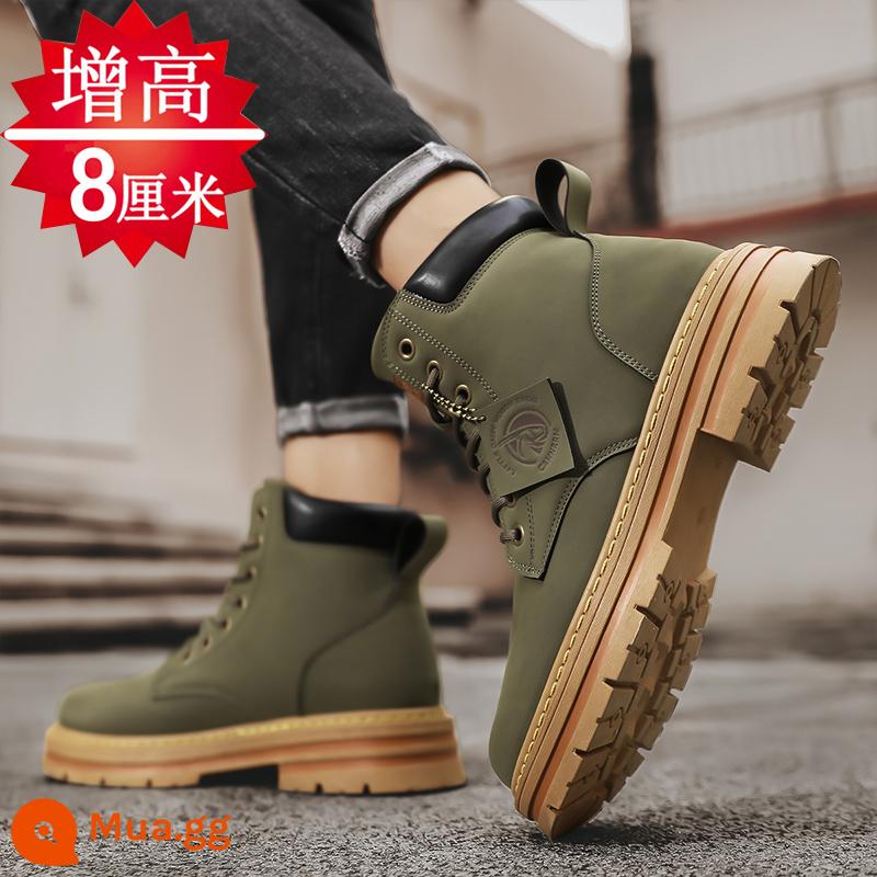 Martin Boots Mùa đông nam cộng với nhung leo núi cao -Giày da bảo vệ trang web chống thấm nước nội bộ nam - Màu xanh quân đội (ảnh chính được tăng chiều cao) (phiên bản chính thức của Flagship)