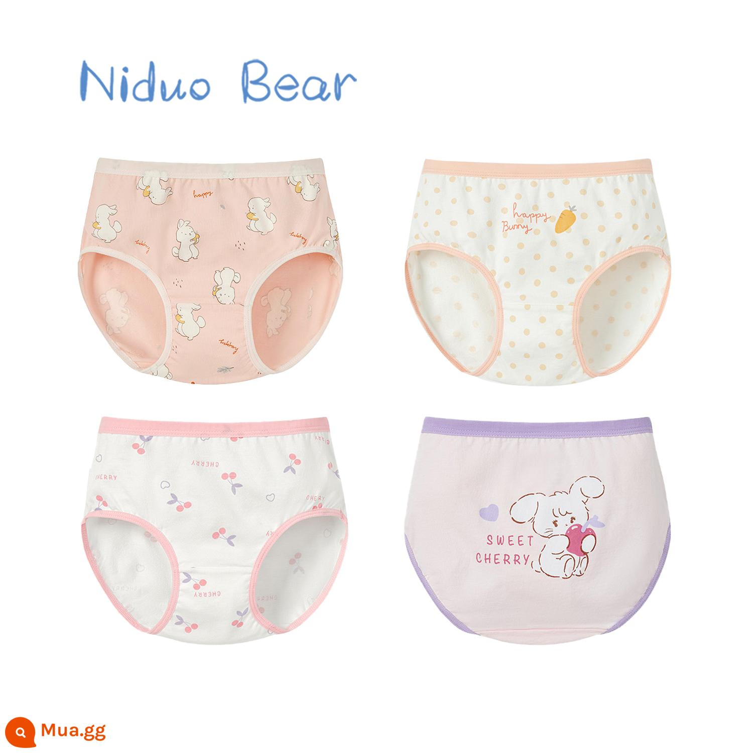 Quần lót trẻ em gấu Nido cotton bé gái tam giác quần bé gái quần đùi trẻ em không kẹp pp - [Bông nguyên chất] TB771+TB773 (gói 4 chiếc)