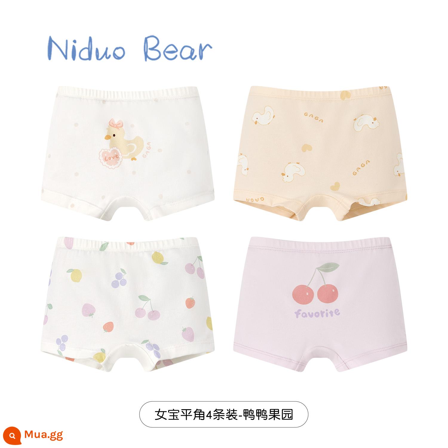 Nido Gấu Bé Gái Quần Lót Trẻ Em Cotton Nguyên Chất Quần Lót Boxer Cho Bé Quần Lót Boxer Bé Gái Không Kẹp Mông - TB921+TB923 (4 gói)