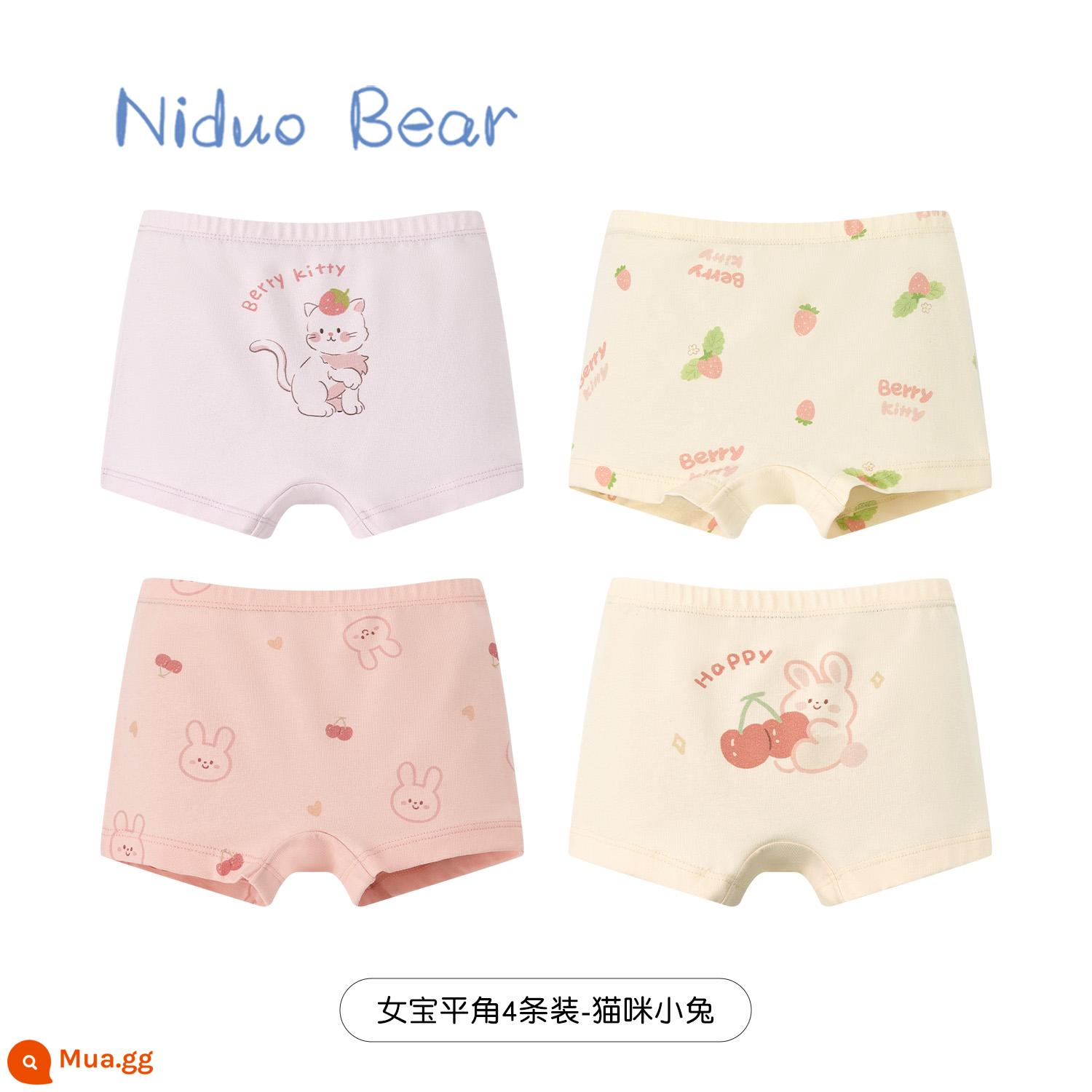 Nido Gấu Bé Gái Quần Lót Trẻ Em Cotton Nguyên Chất Quần Lót Boxer Cho Bé Quần Lót Boxer Bé Gái Không Kẹp Mông - TB917+TB919 (4 gói)