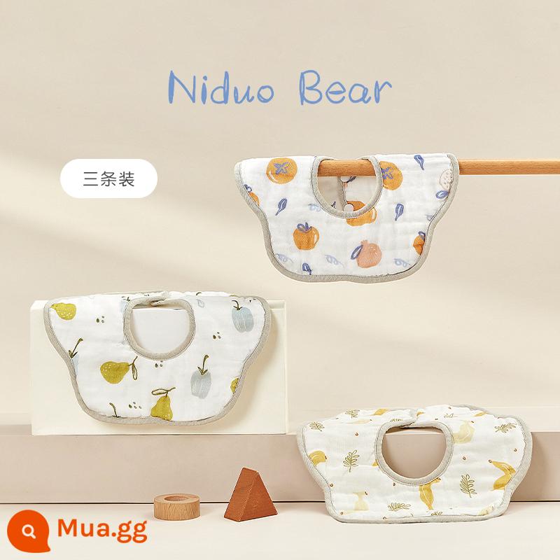 Yếm Nido gấu nước dãi bé hình cánh hoa Yếm nhỏ chống bẩn Yếm sơ sinh cotton chống thấm nước có thể xoay được - Hồng Như Ý+Chuối Vàng+Tiêu Xanh Lê Cát