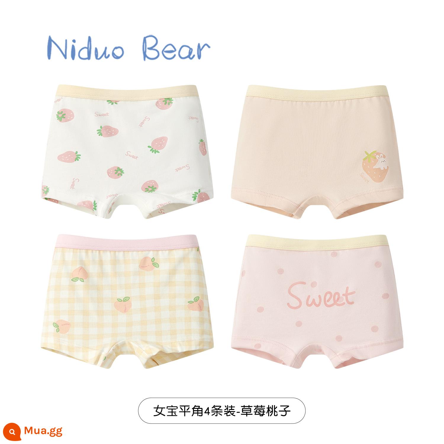 Quần lót trẻ em Nido Bear 2023 quần đùi cotton bé gái quần lót boxer trẻ em quần đùi bé gái không PP - TB953+TB955 bốn gói [60 kháng khuẩn]