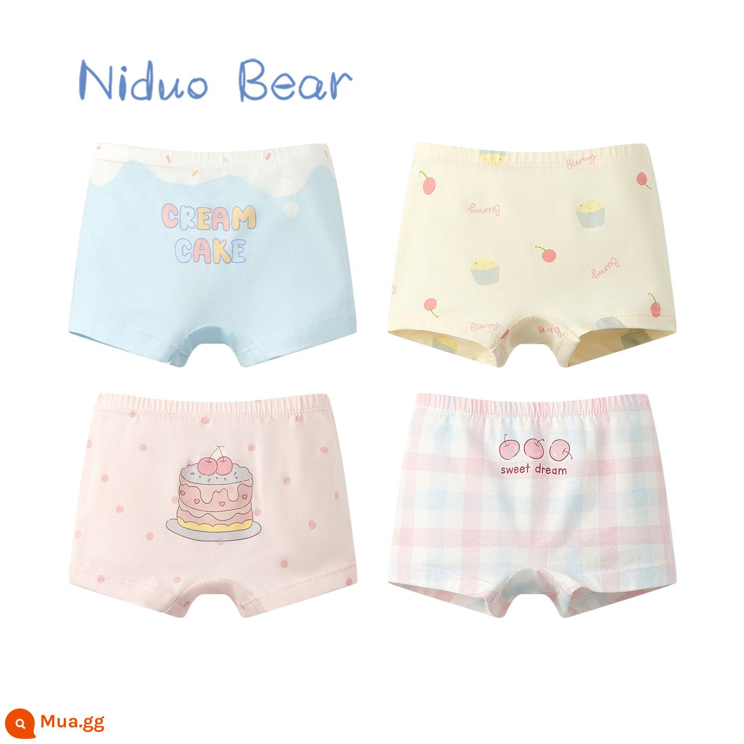 Nido Gấu Bé Gái Quần Lót Trẻ Em Cotton Nguyên Chất Quần Lót Boxer Cho Bé Quần Lót Boxer Bé Gái Không Kẹp Mông - TB823+TB825 (4 gói)