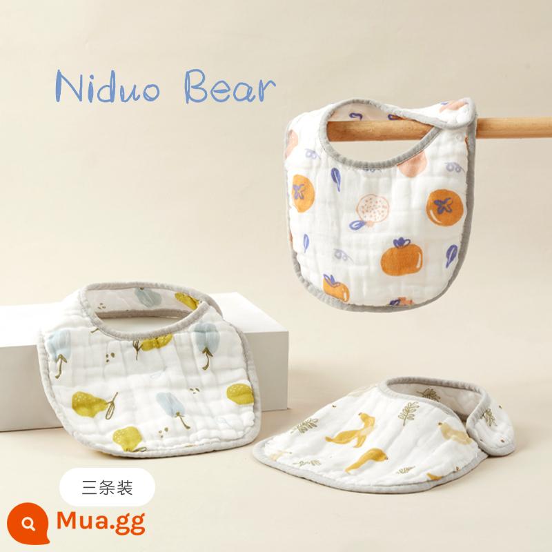 Yếm Nido gấu nước dãi bé hình cánh hoa Yếm nhỏ chống bẩn Yếm sơ sinh cotton chống thấm nước có thể xoay được - Hồng Như Ý + chuối vàng + ớt xanh và lê (yếm hình chữ U)