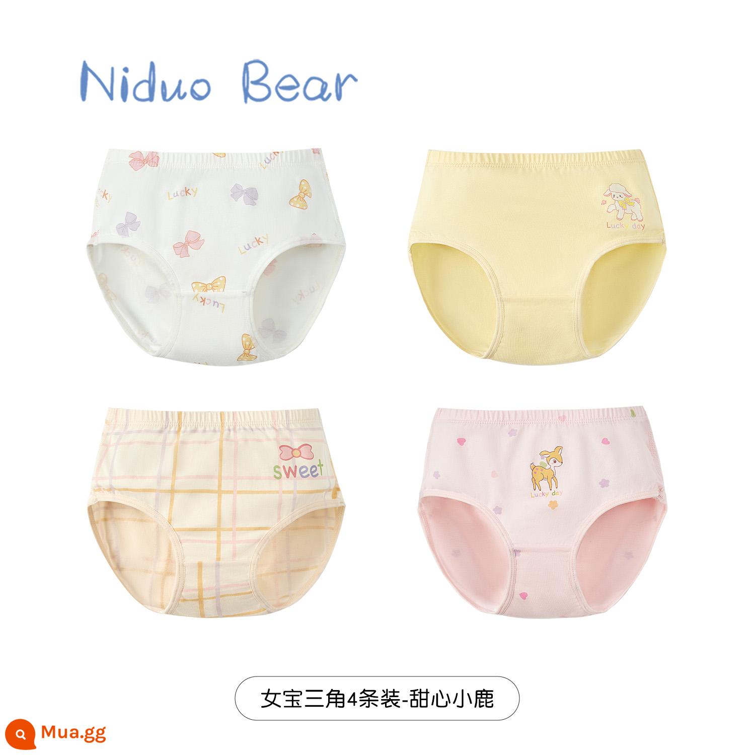 Quần lót trẻ em gấu Nido cotton bé gái tam giác quần bé gái quần đùi trẻ em không kẹp pp - [Bông nguyên chất] TB933+TB935 (gói 4 chiếc)