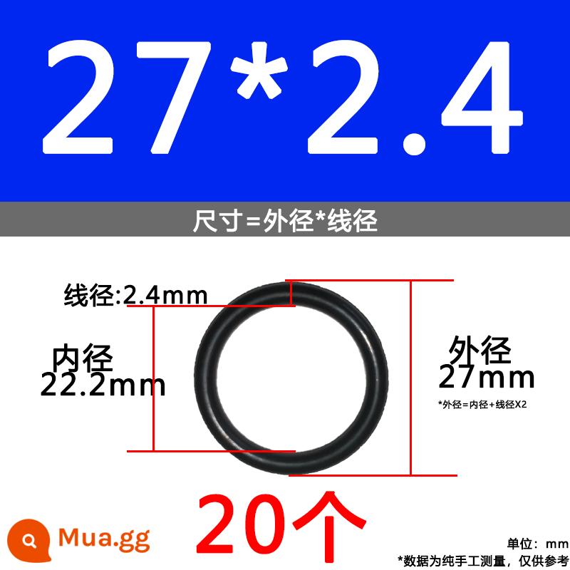 O-ring van công nghiệp van khí miễn phí vận chuyển con dấu chịu áp lực cao màu đen Dingqing flo cao su skeleton con dấu dầu chịu mài mòn hộp sửa chữa - Nitrile bên ngoài 27*2.4[20 miếng]