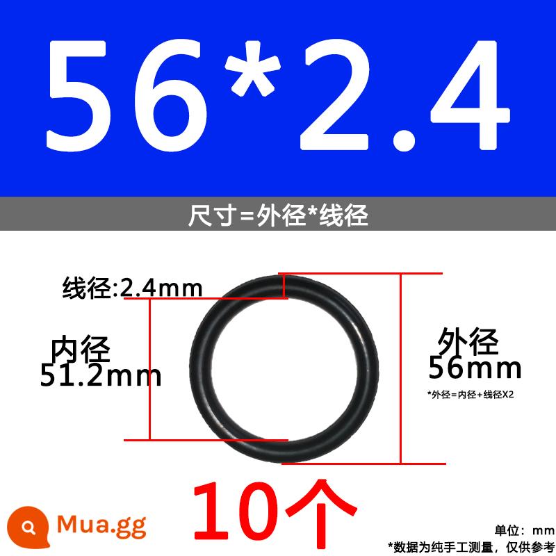 O-ring van công nghiệp van khí miễn phí vận chuyển con dấu chịu áp lực cao màu đen Dingqing flo cao su skeleton con dấu dầu chịu mài mòn hộp sửa chữa - Nitrile bên ngoài 56*2.4[10 miếng]