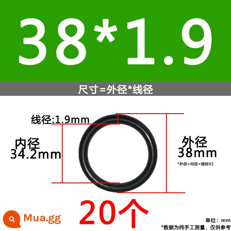 O-ring van công nghiệp van khí miễn phí vận chuyển con dấu chịu áp lực cao màu đen Dingqing flo cao su skeleton con dấu dầu chịu mài mòn hộp sửa chữa - Nitrile bên ngoài 38*1.9[20 miếng]