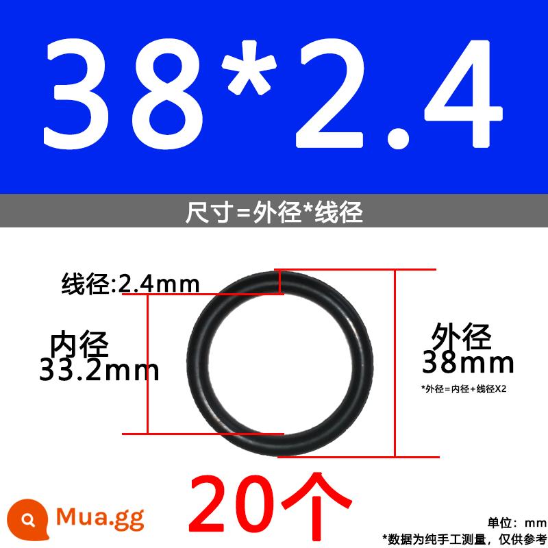 O-ring van công nghiệp van khí miễn phí vận chuyển con dấu chịu áp lực cao màu đen Dingqing flo cao su skeleton con dấu dầu chịu mài mòn hộp sửa chữa - Nitrile bên ngoài 38*2.4[20 miếng]