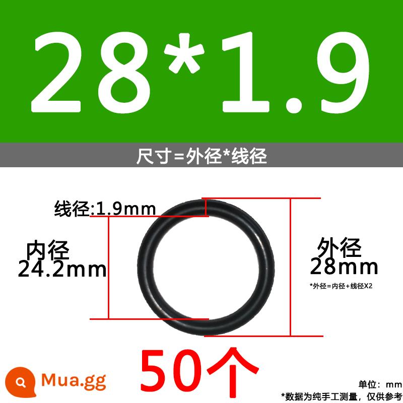 O-ring van công nghiệp van khí miễn phí vận chuyển con dấu chịu áp lực cao màu đen Dingqing flo cao su skeleton con dấu dầu chịu mài mòn hộp sửa chữa - Nitrile bên ngoài 28*1.9[50 miếng]