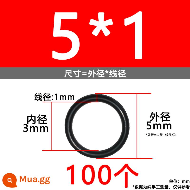 O-ring van công nghiệp van khí miễn phí vận chuyển con dấu chịu áp lực cao màu đen Dingqing flo cao su skeleton con dấu dầu chịu mài mòn hộp sửa chữa - Nitrile bên ngoài 5*1[100 miếng]