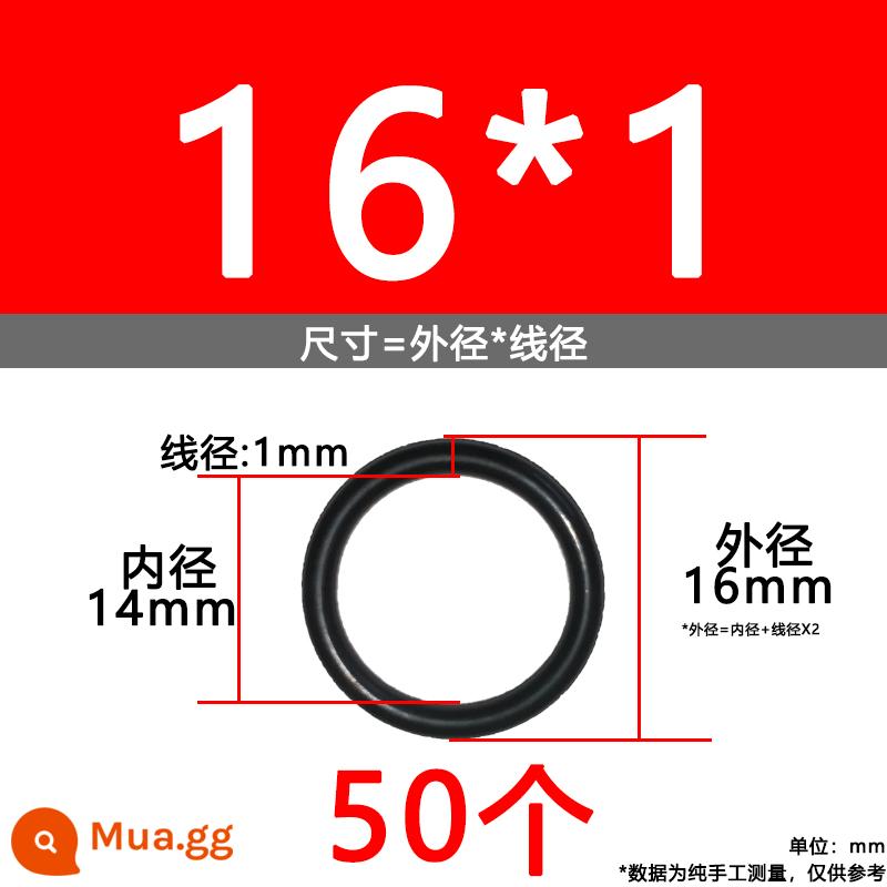 O-ring van công nghiệp van khí miễn phí vận chuyển con dấu chịu áp lực cao màu đen Dingqing flo cao su skeleton con dấu dầu chịu mài mòn hộp sửa chữa - Nitrile bên ngoài 16*1[50 miếng]