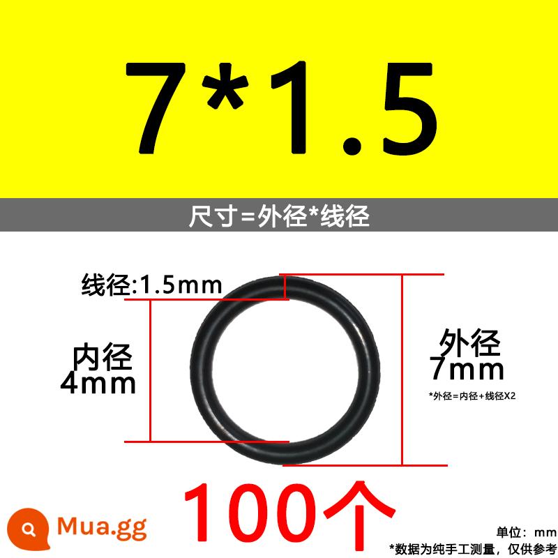 O-ring van công nghiệp van khí miễn phí vận chuyển con dấu chịu áp lực cao màu đen Dingqing flo cao su skeleton con dấu dầu chịu mài mòn hộp sửa chữa - Nitrile bên ngoài 7*1.5[100 miếng]