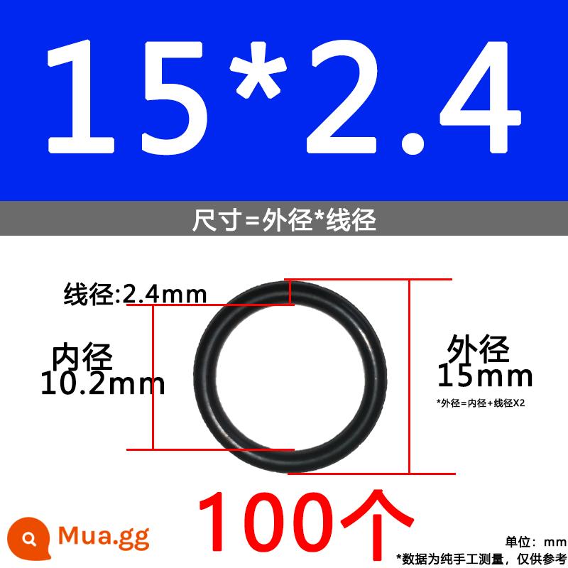 O-ring van công nghiệp van khí miễn phí vận chuyển con dấu chịu áp lực cao màu đen Dingqing flo cao su skeleton con dấu dầu chịu mài mòn hộp sửa chữa - Nitrile bên ngoài 15*2.4 [100 miếng]