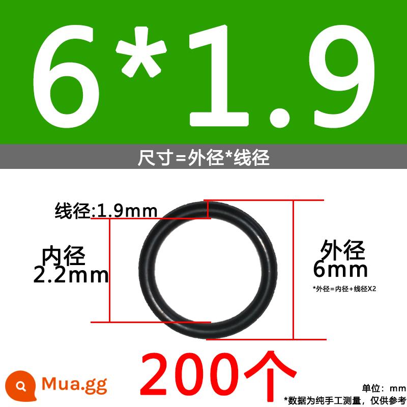 O-ring van công nghiệp van khí miễn phí vận chuyển con dấu chịu áp lực cao màu đen Dingqing flo cao su skeleton con dấu dầu chịu mài mòn hộp sửa chữa - Nitrile bên ngoài 6*1.9 [200 miếng]