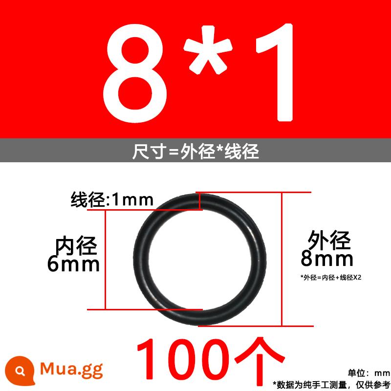 O-ring van công nghiệp van khí miễn phí vận chuyển con dấu chịu áp lực cao màu đen Dingqing flo cao su skeleton con dấu dầu chịu mài mòn hộp sửa chữa - Nitrile bên ngoài 8*1[100 miếng]