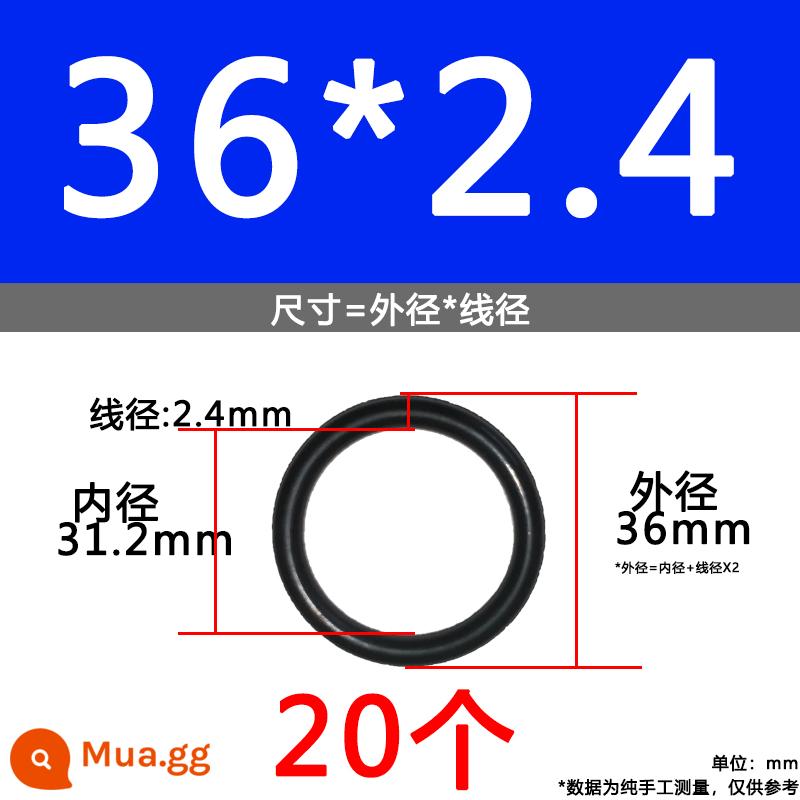 O-ring van công nghiệp van khí miễn phí vận chuyển con dấu chịu áp lực cao màu đen Dingqing flo cao su skeleton con dấu dầu chịu mài mòn hộp sửa chữa - Nitrile bên ngoài 36*2.4[20 miếng]