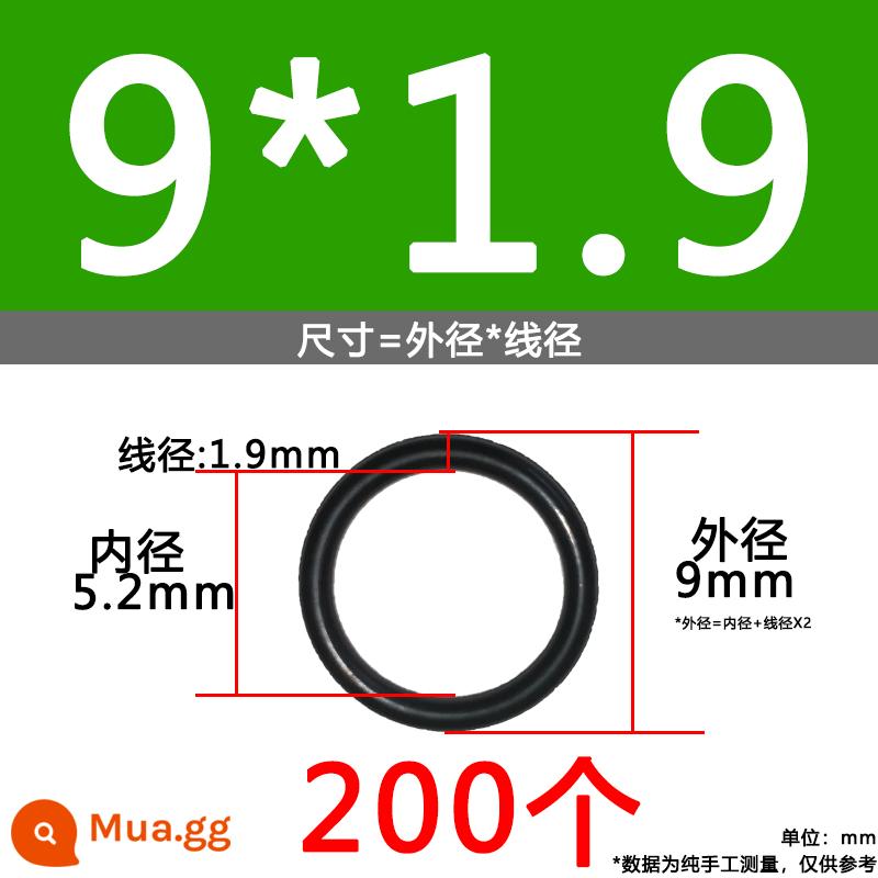 O-ring van công nghiệp van khí miễn phí vận chuyển con dấu chịu áp lực cao màu đen Dingqing flo cao su skeleton con dấu dầu chịu mài mòn hộp sửa chữa - Nitrile bên ngoài 9*1.9[200 miếng]