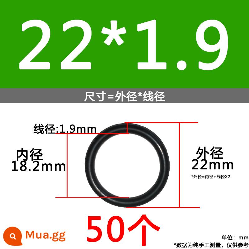 O-ring van công nghiệp van khí miễn phí vận chuyển con dấu chịu áp lực cao màu đen Dingqing flo cao su skeleton con dấu dầu chịu mài mòn hộp sửa chữa - Nitrile bên ngoài 22*1.9[50 miếng]