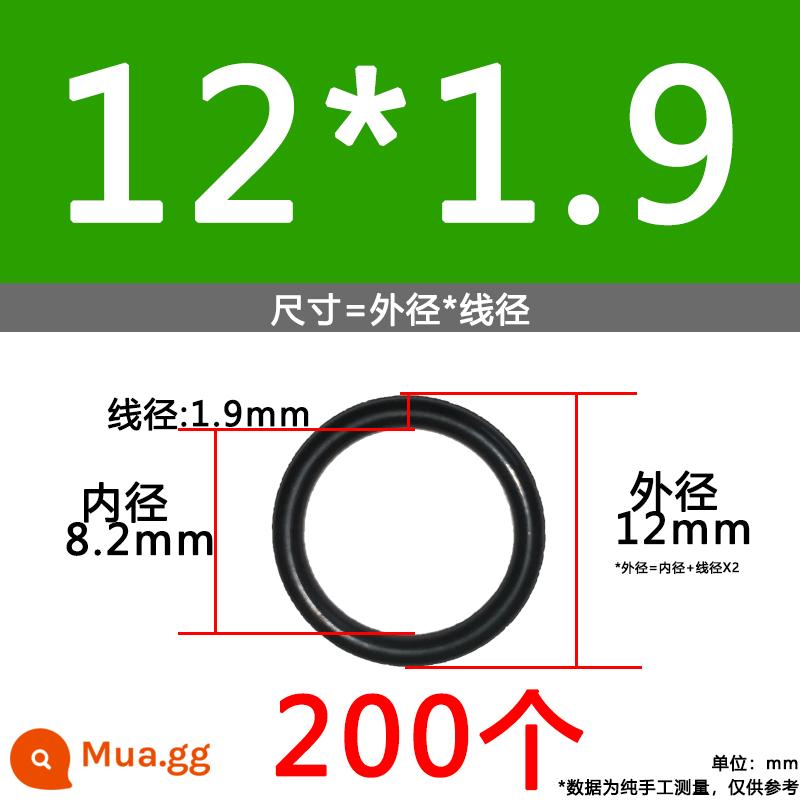 O-ring van công nghiệp van khí miễn phí vận chuyển con dấu chịu áp lực cao màu đen Dingqing flo cao su skeleton con dấu dầu chịu mài mòn hộp sửa chữa - Nitrile bên ngoài 12*1.9 [200 miếng]