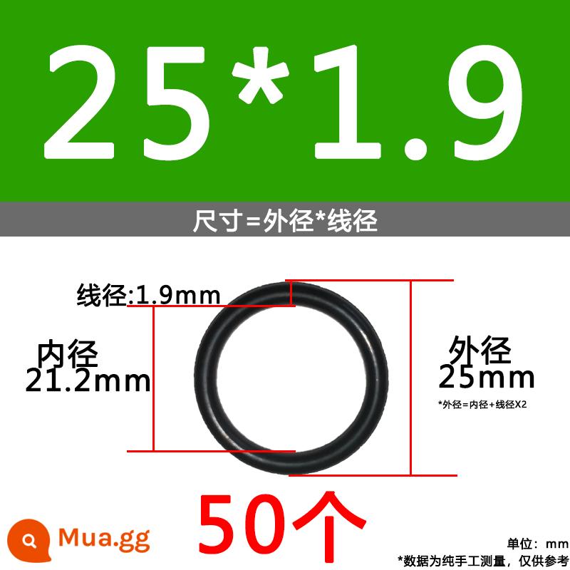 O-ring van công nghiệp van khí miễn phí vận chuyển con dấu chịu áp lực cao màu đen Dingqing flo cao su skeleton con dấu dầu chịu mài mòn hộp sửa chữa - Nitrile bên ngoài 25*1.9[50 miếng]