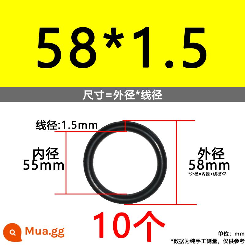 O-ring van công nghiệp van khí miễn phí vận chuyển con dấu chịu áp lực cao màu đen Dingqing flo cao su skeleton con dấu dầu chịu mài mòn hộp sửa chữa - Nitrile bên ngoài 58*1.5[10 miếng]