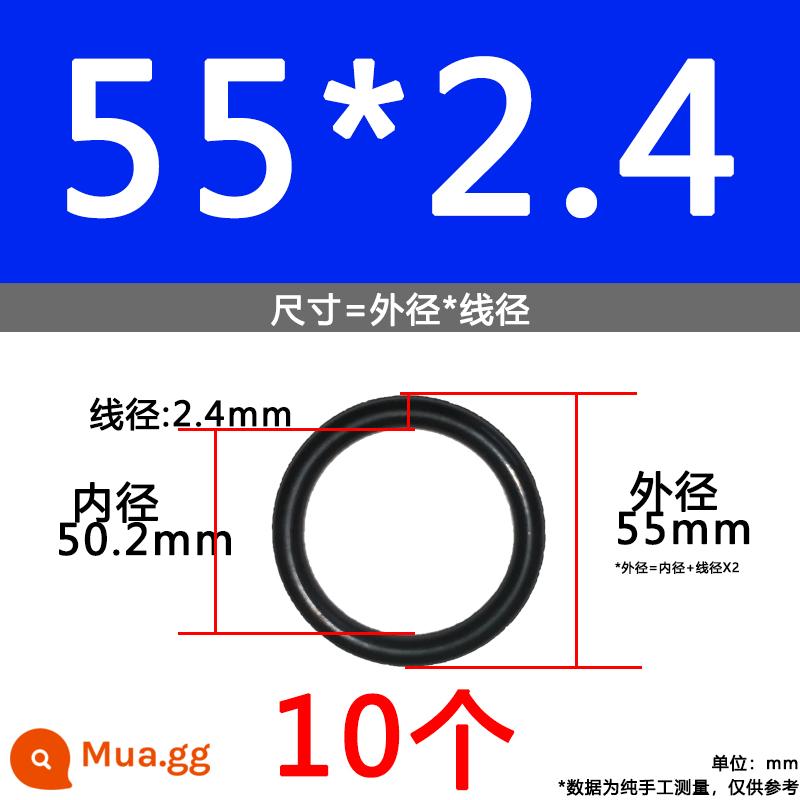 O-ring van công nghiệp van khí miễn phí vận chuyển con dấu chịu áp lực cao màu đen Dingqing flo cao su skeleton con dấu dầu chịu mài mòn hộp sửa chữa - Nitrile bên ngoài 55*2.4[10 miếng]