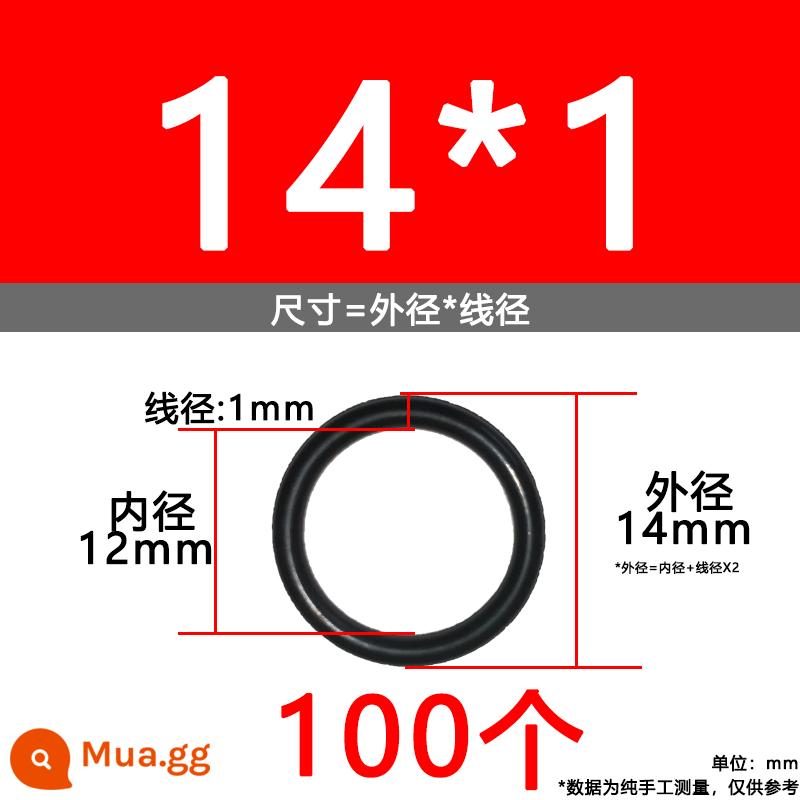 O-ring van công nghiệp van khí miễn phí vận chuyển con dấu chịu áp lực cao màu đen Dingqing flo cao su skeleton con dấu dầu chịu mài mòn hộp sửa chữa - Nitrile bên ngoài 14*1[100 miếng]