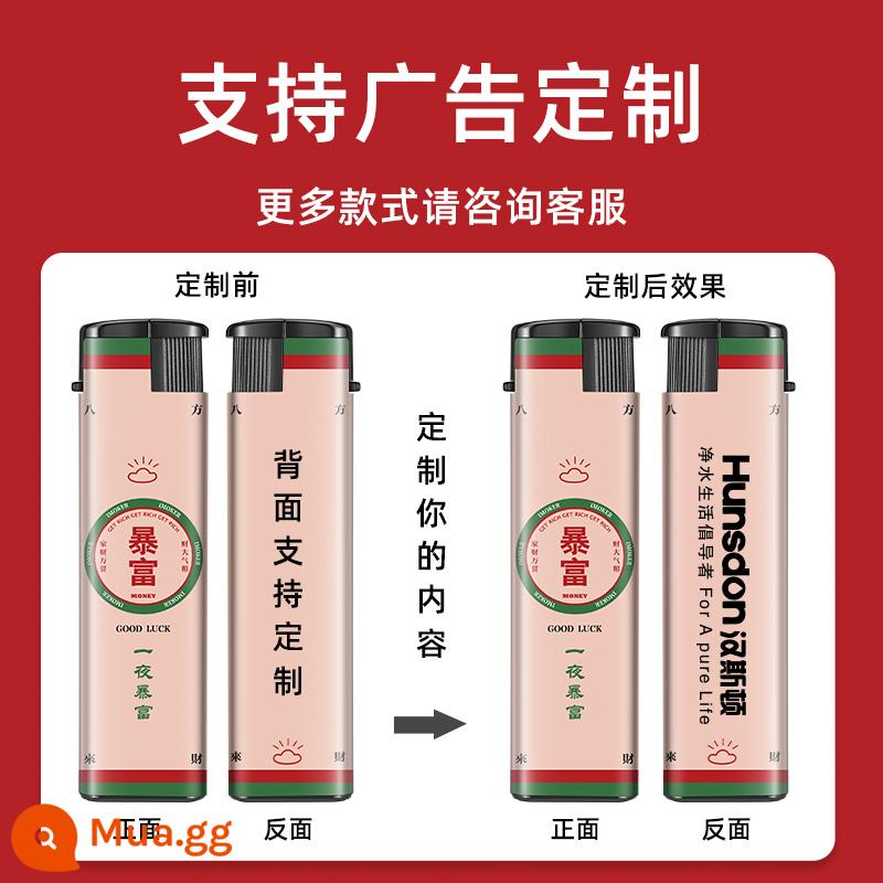 50 hộp bật lửa chống gió dày bật lửa dùng một lần bền bán buôn in logo quảng cáo tùy chỉnh - (Chống gió) Gói 100 miếng tùy chỉnh (In HD hiệu ứng lõm và lồi 3D)