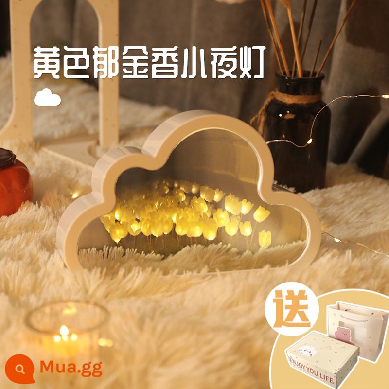 Đèn ngủ hoa tulip khung ảnh handmade tự làm chất liệu hoa vĩnh cửu trang trí cho bạn gái quà tặng sinh nhật bạn gái - Vàng [20 hoa] Hoa Biển Gương