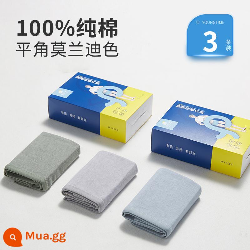 Dùng Một Lần Quần Lót Nam Du Lịch Boxer Trưởng Thành Cotton Nguyên Chất Quần Boxer Bé Trai Đi Công Tác Hàng Ngày Quần Short Nam Dùng Một Lần - [Bông chải kỹ tiệt trùng] [Góc phẳng] Gói 3 màu Morandi