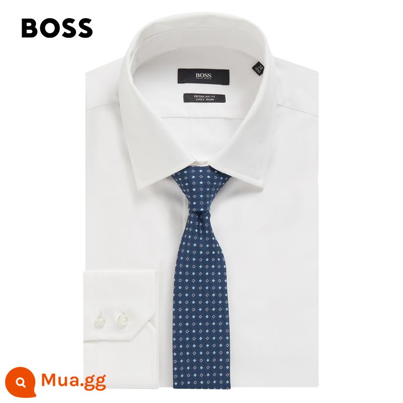 HUGO BOSS Hugo Boss nam mùa thu đông thời trang Ý hoa văn dệt hoa cà vạt không nhăn - 407-màu xanh đậm