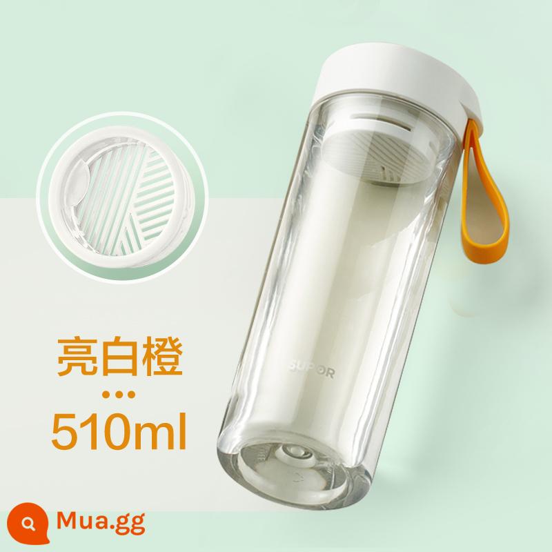 Cốc nước Supor mùa hè thể thao bé trai bé gái giá trị cao cốc nhựa tritan xách tay đơn giản - [510ml cam trắng sáng] có lưới lọc trà