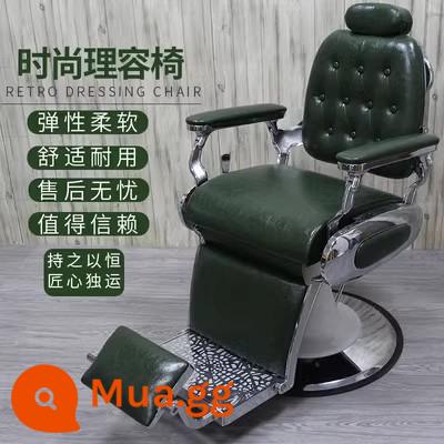 Ghế đầu dầu cổ điển dành cho nam giới tiệm cắt tóc salon tóc đặc biệt có thể nghiêng xuống để uốn và nhuộm da đầu và cạo râu cho thợ cắt tóc - Loại B - màu xanh lá cây (đặt tự do - có thể nâng lên - bơm dầu đậm)