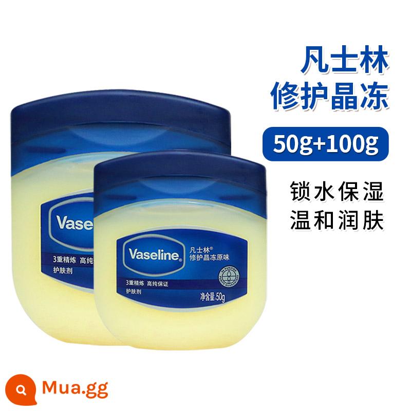 Sữa ong chúa Vaseline Classic Repair Crystal Jelly 100g Hương vị ban đầu Kem dưỡng ẩm sửa chữa gót chân Kem dưỡng da tay chống nứt nẻ - 2 lon (50g+100g)