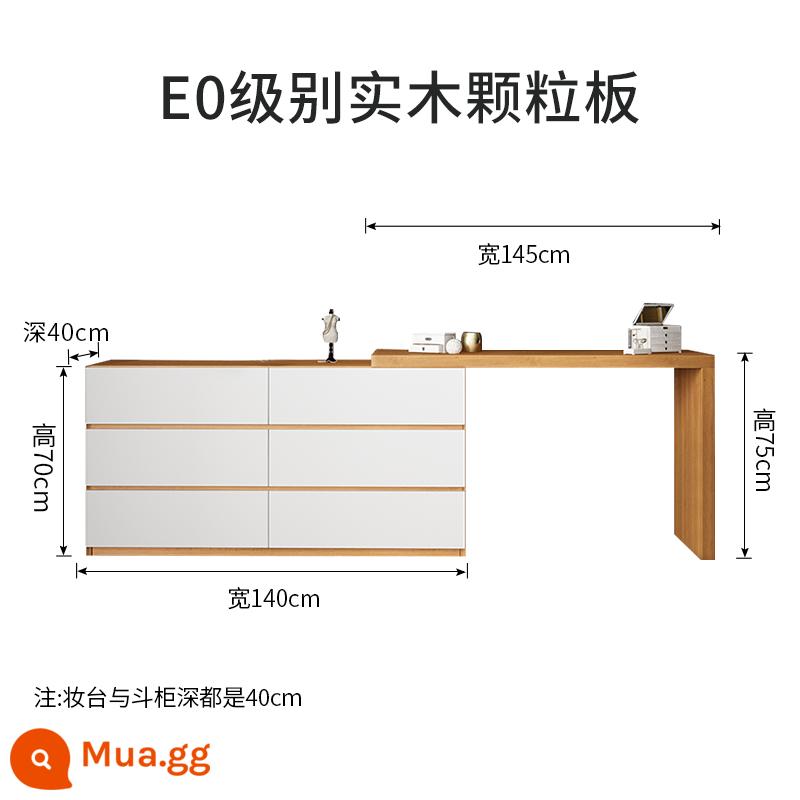 Hiện đại tối giản Bắc Âu ánh sáng sang trọng góc bàn trang điểm phòng ngủ lưới đỏ tủ bảo quản tích hợp bàn trang điểm bàn trang điểm bàn làm việc - Tủ 6 ngăn vân gỗ 1,4m + bàn thu gọn 1,45m chưa gồm ghế đẩu và gương trang điểm