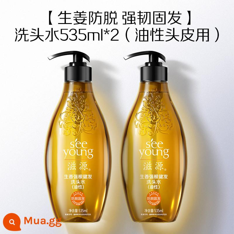 Ziyuan Ginger Dầu Gội Chống Rụng Tóc Bộ Kiểm Soát Dầu Fluffy Silicone Oil Free Dầu Gội Chính Hãng Chính Hãng - [Chống rụng tóc nhờn] Dầu gội 535mL*2