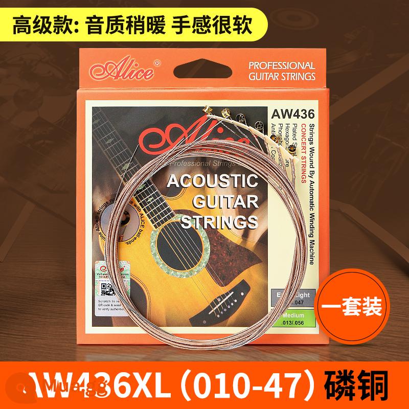 Bộ dây đàn guitar alice Alice bộ 6 dây đàn guitar acoustic dân gian trọn bộ dây đơn 1 dây chống gỉ - Bộ AW436XL (010-047)