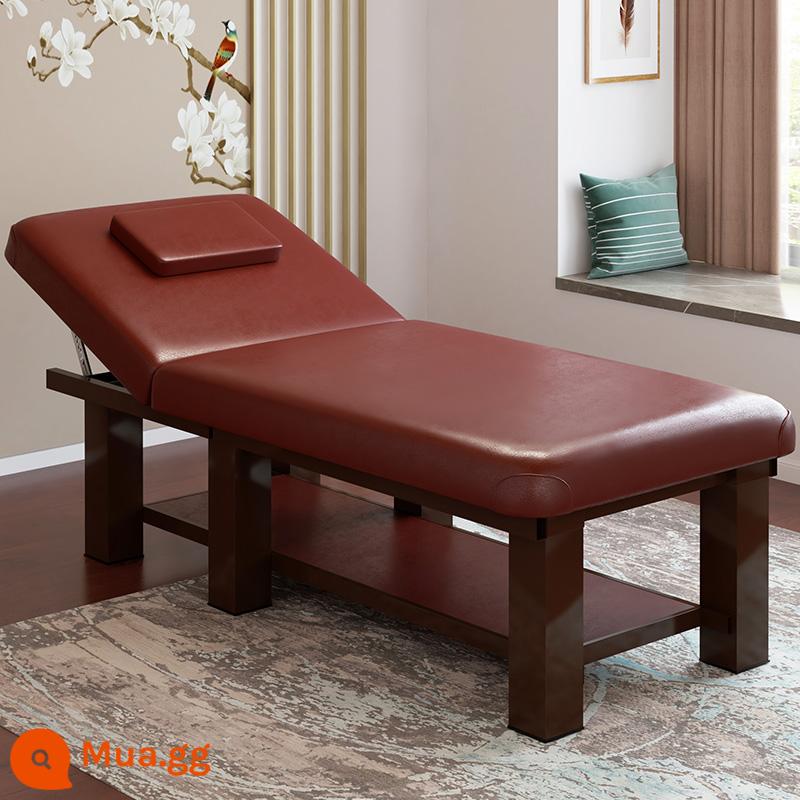 Giường làm đẹp, giường massage đặc biệt của thẩm mỹ viện, vật lý trị liệu y học cổ truyền Trung Quốc gấp tại nhà, moxibustion, thêu, nhổ lông mi và giường tai - Da chống mài mòn và chống thấm màu nâu đỏ 185 * 70 (60 chân vuông)