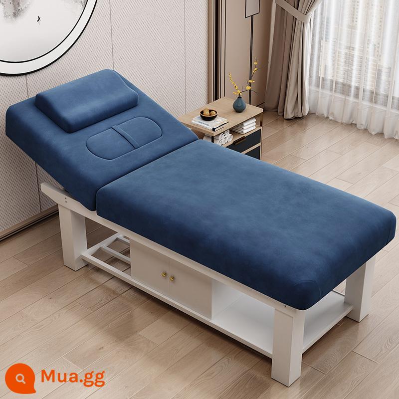 Giường làm đẹp bằng gỗ nguyên khối, giường massage spa chuyên dụng dành cho thẩm mỹ viện, giường massage lông mi, thêu lông mi, moxibustion, ngoáy tai, giường vật lý trị liệu y học cổ truyền Trung Quốc - Tủ đựng đồ nhung kháng khuẩn và chống mạt xanh 185*70+ có lỗ ngực và chân gỗ nguyên khối màu trắng